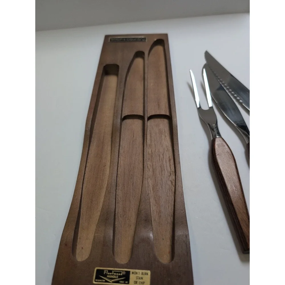 VTG Carving SetTown and Country 3 pc By Washington Forge Serving Fork Two Knives